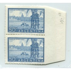 ARGENTINA 1954 GJ 1042 PAREJA DE ESTAMPILLAS MINT CON VARIEDAD SIN DENTADO VERTICAL DERECHO, RARO